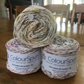 Pure Cotton Confetti Colours - Six. 6 randomly sprinkled colours give you a beautifully themed yarn colour palette on a single ball of yarn.